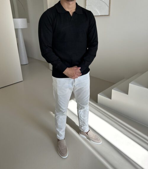 ELEGANCE - LONGE SLEEVE POLO BLACK