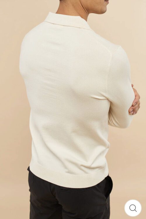ELEGANCE - LONG SLEEVE POLO WHITE - Afbeelding 3