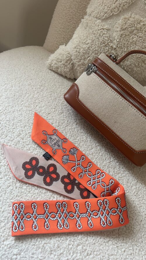 ALAYA -  Exclusive Bag Scarf Orange/White