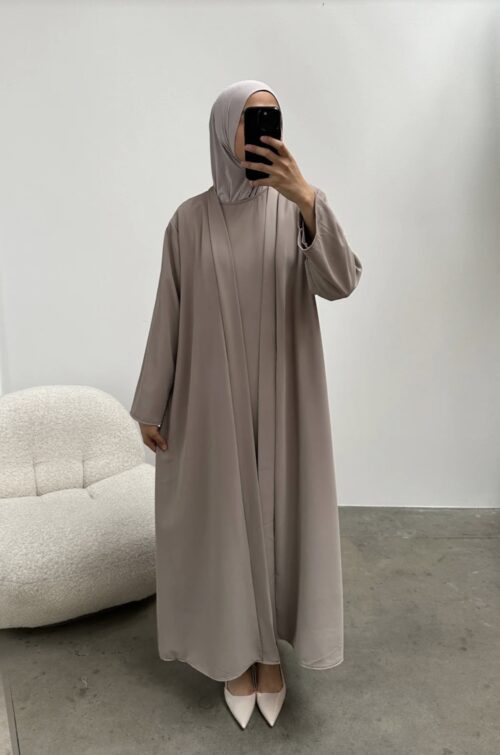 ALAYA - Elegance Taupé Open Abaya + Innerdress