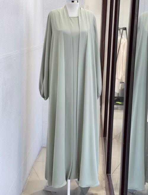 ALAYA - Elegance Moss Open Abaya + Innerdress - Afbeelding 2