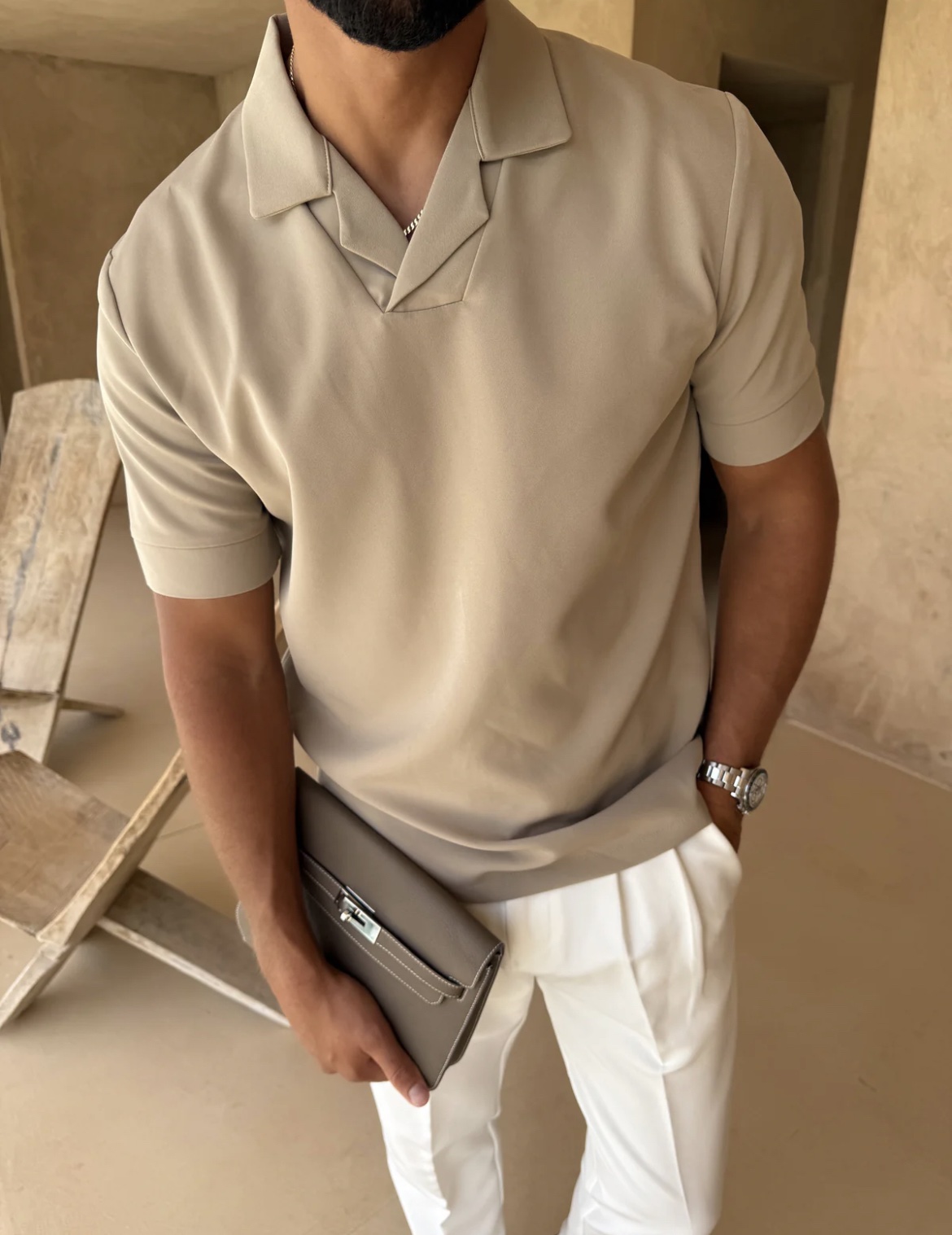 ALAYA - Caramel Polo Shirt